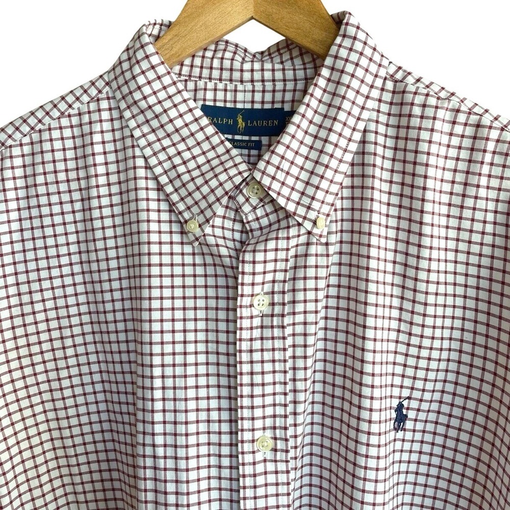 Ralph Lauren Men's XXL Classic Fit Button Down Long Sleeve Shirt Plaid Checkered